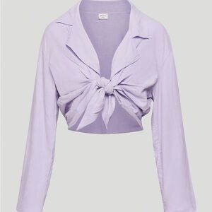 Wilfred Free Aperitif Lavender Linen Tie-Front Blouse